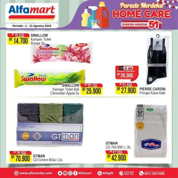 Promo Alfamart Home Care Diskon s/d 51% Periode 1-15 Agustus 2024