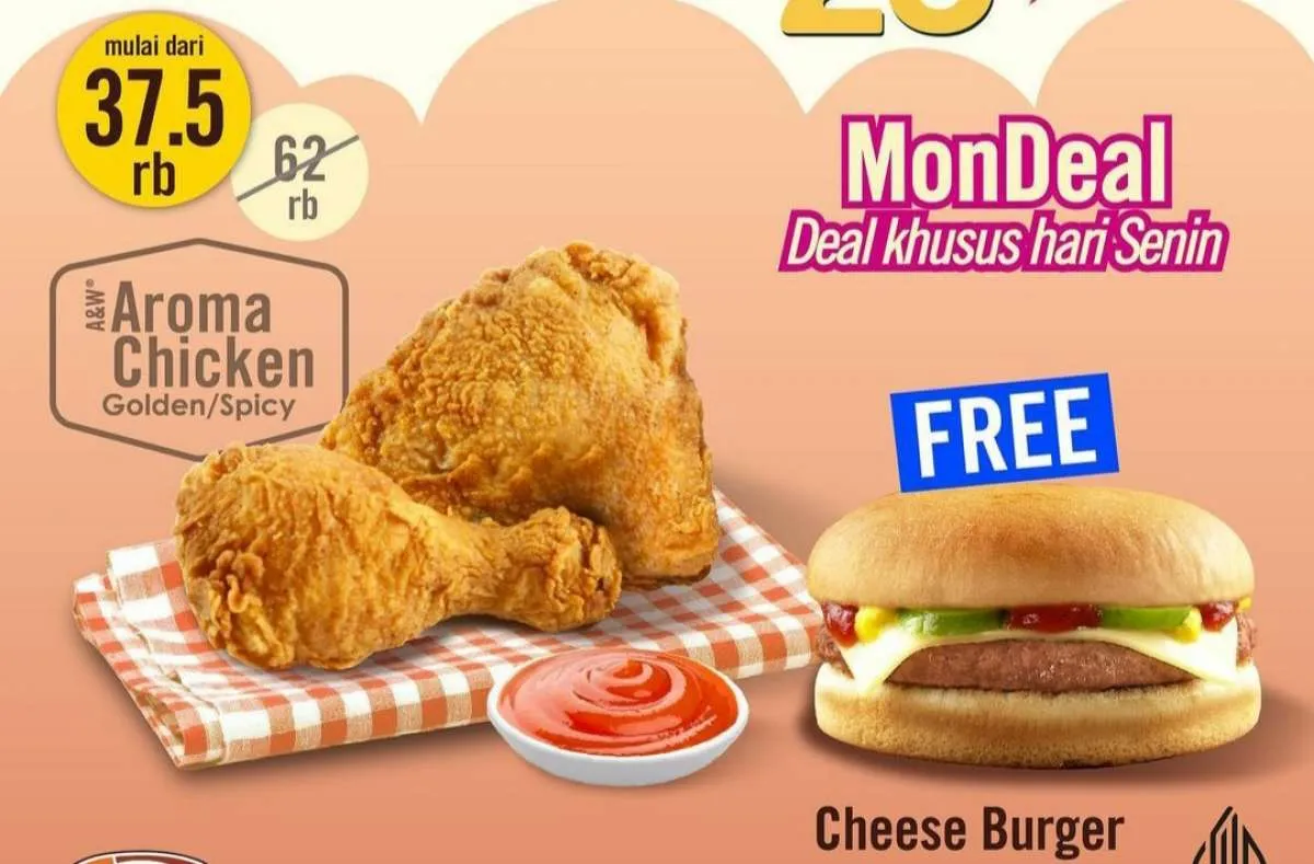 Promo AW Restoran Hari Ini 23 Januari 2023, Gratis Burger Tiap Beli 2 Ayam