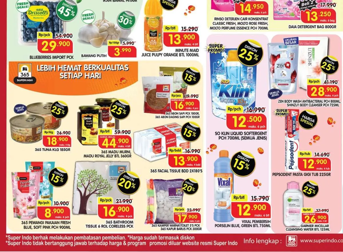 Promo Superindo Weekday 25 Juni 2025, Deterjen So Klin Diskon 25% Berakhir Hari Ini