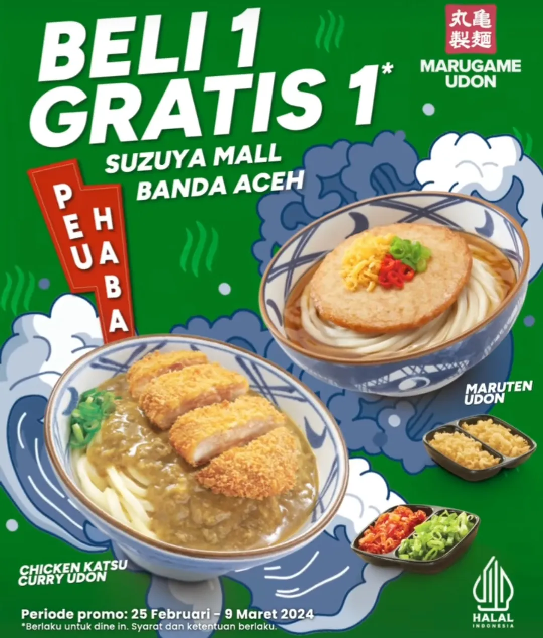 Marugame Udon beli 1 gratis 1 di Banda Aceh