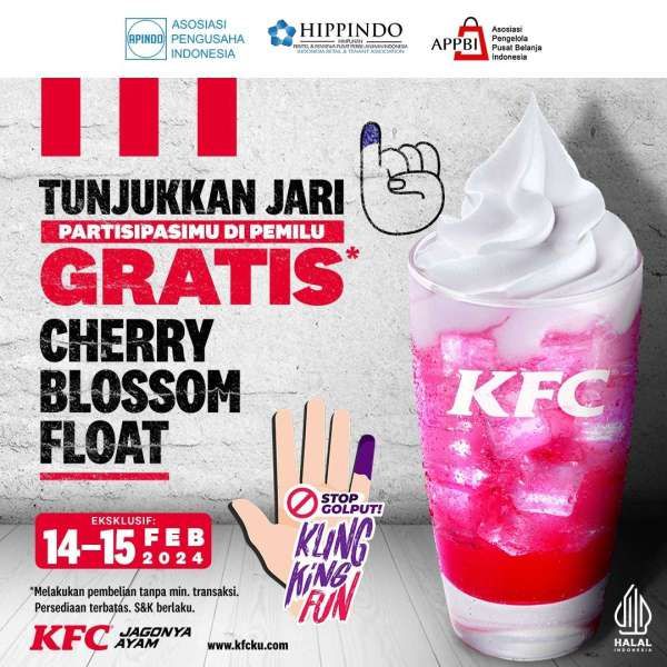 Promo KFC Pemilu 2024 Gratis Cherry Blossom Float