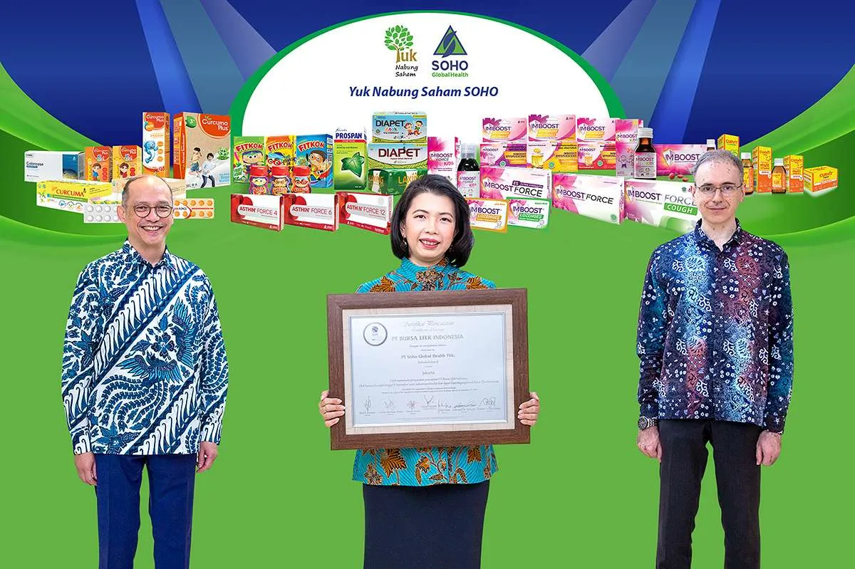 Saham Soho Global Health (SOHO) melesat 24,73% di perdagangan perdana, Selasa (8/9)