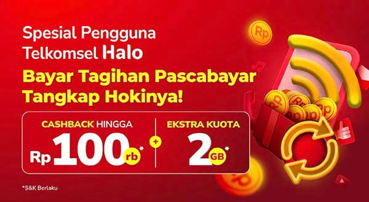 Bayar Tagihan Telkomsel Halo di Tokopedia Dapat Cashback Rp 100.000, Ini Promonya!