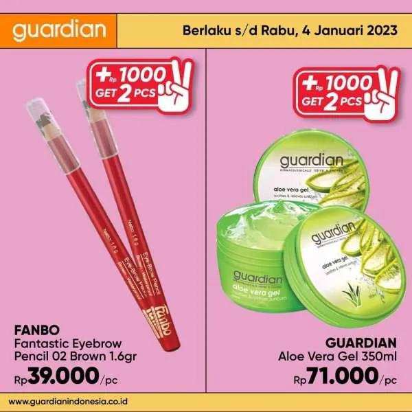 Promo Guardian +1000 Get 2 Pcs Periode 29 Desember 2022-4 Januari 2023