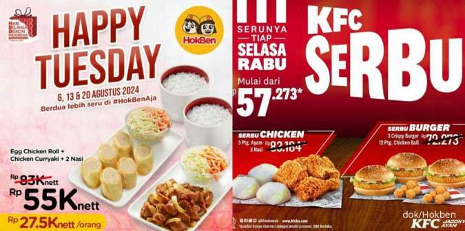 Promo KFC dan Hokben Tiap Selasa Agustus 2024, Ada Bundling Menu Rp 50.000-an