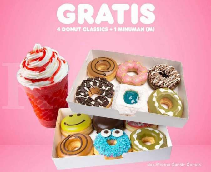 Promo Dunkin Donuts (14/3), Happy Monday Beli 8 Gratis 4 Donuts & 1 Minuman