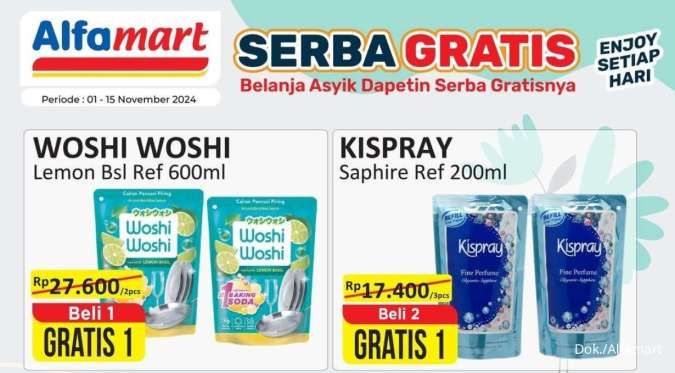 Promo Alfamart Serba Gratis sampai 15 November, Beli 1 Gratis 1 Sabun Cuci Piring