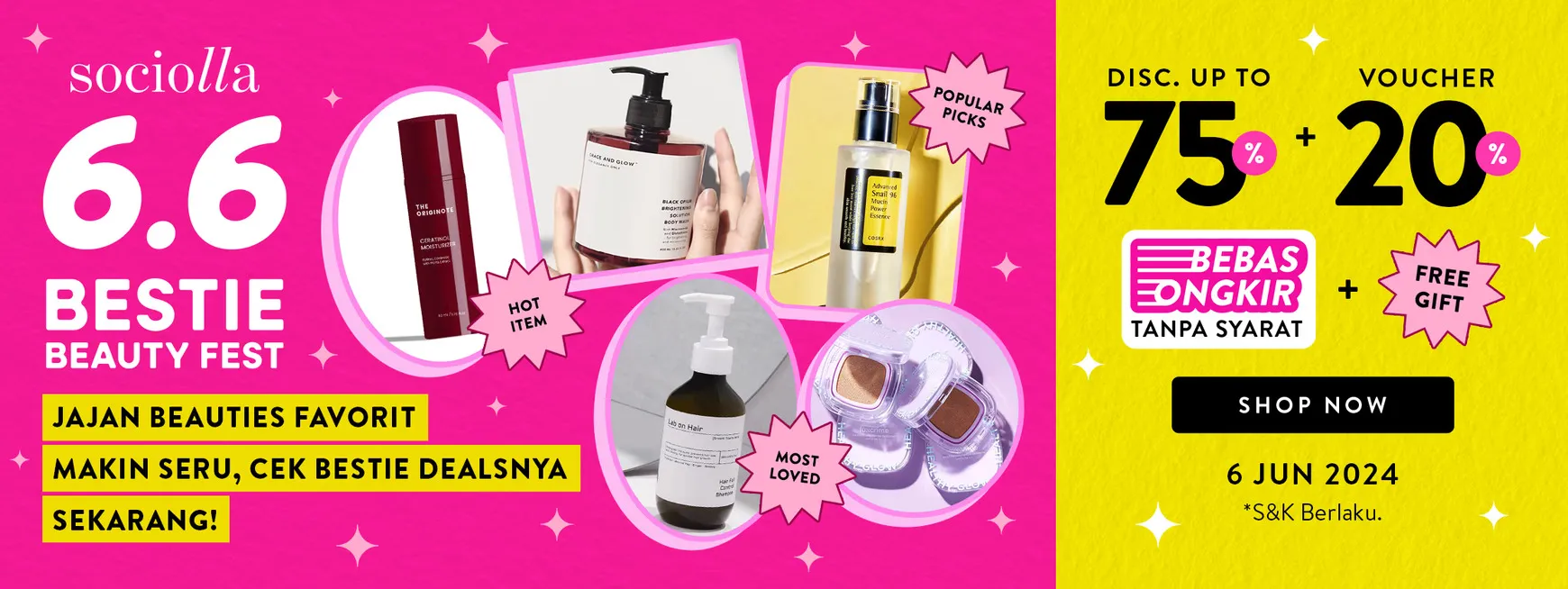 Promo Sociolla 6.6 Bestie Beauty Fest Periode 6 Juni 2024