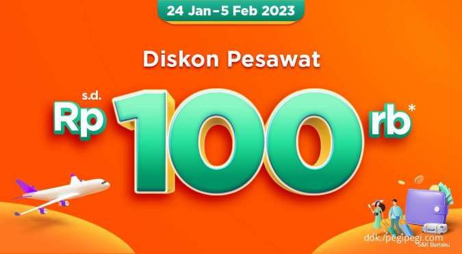 Promo PegiPegi Gajian 24 Januari-5 Februari 2023, Diskon Tiket Pesawat Rp 100.000