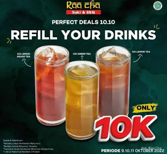 Promo 10.10 Raa Cha Free Refill Minuman