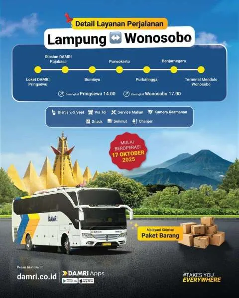 Promo Damri Lampung -Wonosobo Mulai 17 Oktober 2025