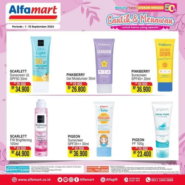 Promo Alfamart Beauty Fair Diskon s/d 50% Periode 1-15 September 2024