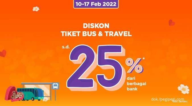 Promo PegiPegi Time! Diskon Tiket Bus dan Travel hingga 25% dari Berbagai Bank
