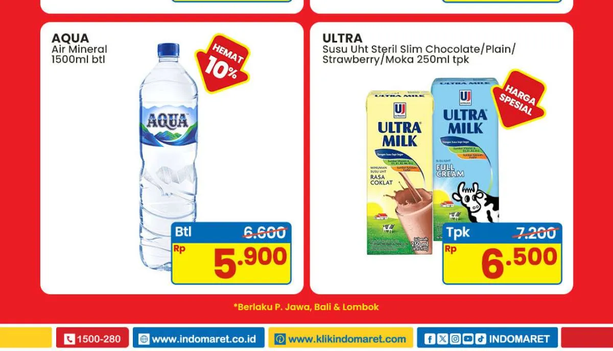 Promo Indomaret Weekend 9-11 Mei 2025, Aqua dan Ultra Milk Mulai Rp 5.000-an