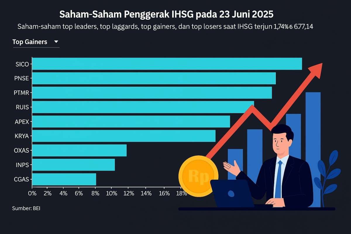 Deretan Saham yang Naik Double Digit Saat IHSG Tumbang di Awal Pekan
