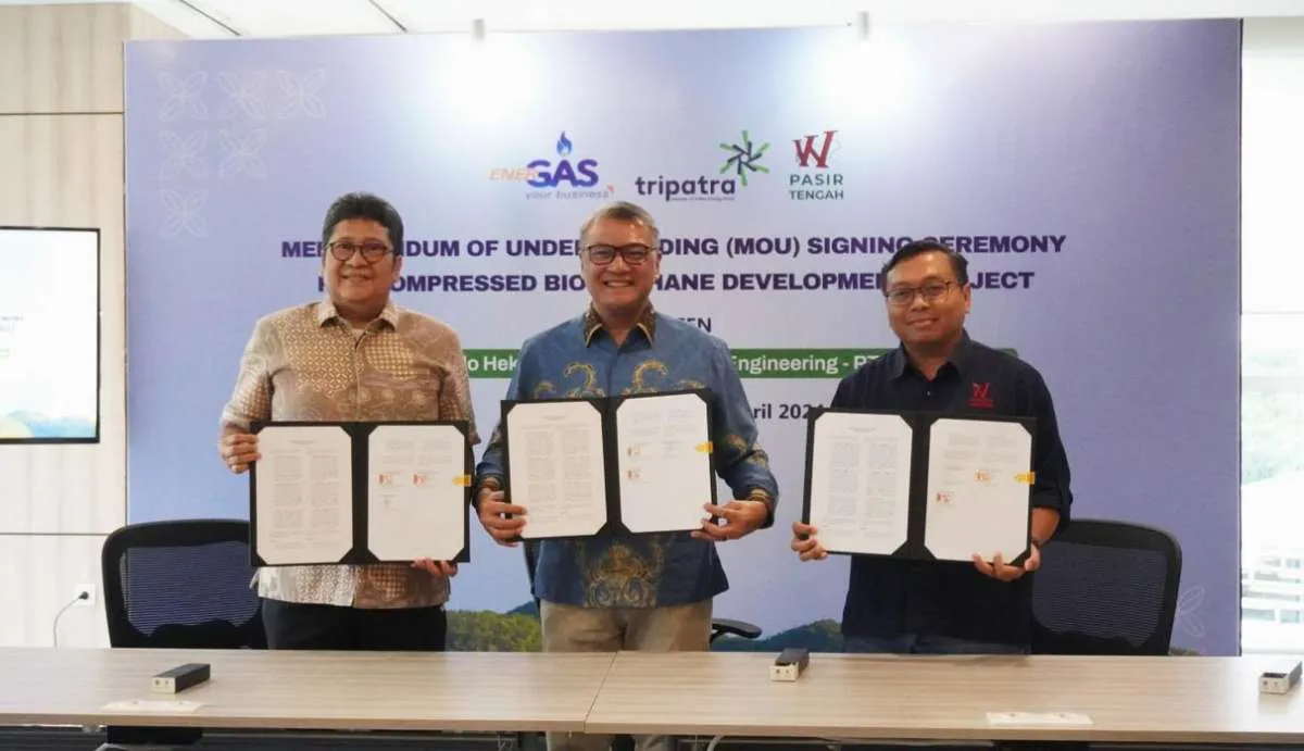 RAJA, INDY, dan WMPP Teken MoU Kembangkan Compressed bio Methane