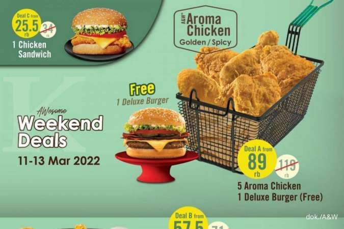 Promo A&W 11-13 Maret 2022, Diskon 3 Paket Weekend Deals di Bawah Rp 90.000!