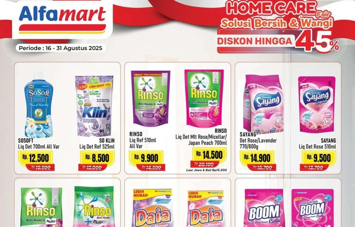 Promo Deterjen di Alfamart 16-31 Agustus 2025, Diskon Merdeka Sampai 45%