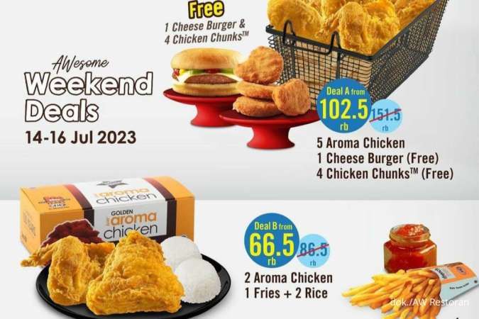 Promo AW Restoran 14-16 Juli 2023, Beli Ayam Gratis Burger dan Chicken Chunks