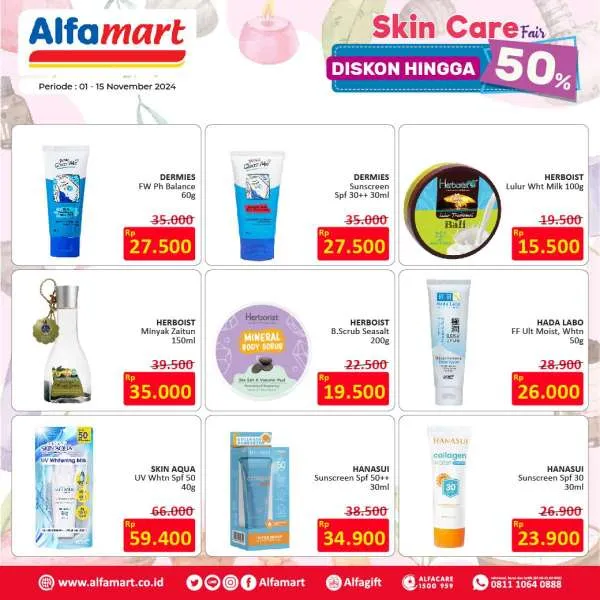 Promo Alfamart Skincare Fair Diskon s/d 50% Periode 1-15 November 2024