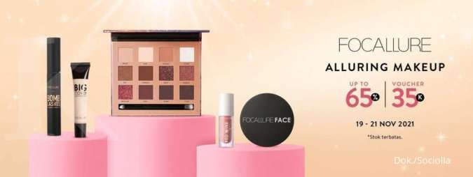 Promo Makeup Focallure 19-21 November 2021, Ada Diskon s/d 65% + Voucher Ekstra!
