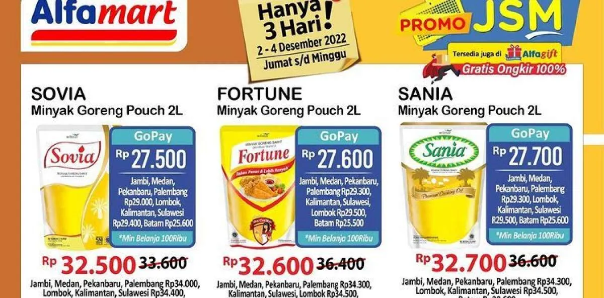 Harga Promo JSM Alfamart 2-4 Desember 2022, Minyak Goreng yang Lebih Murah
