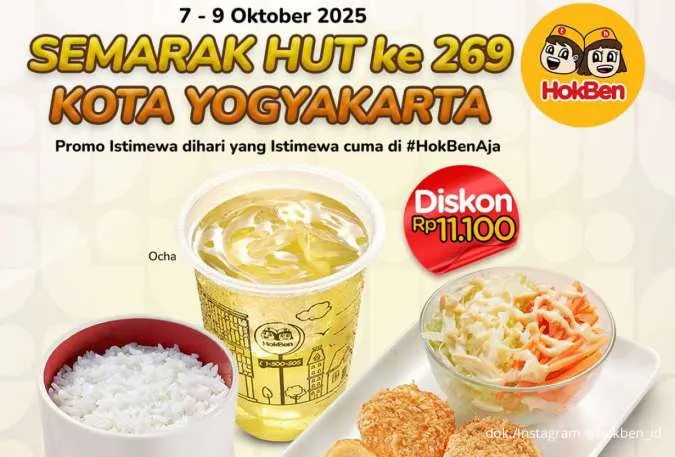 Cuma 3 Hari Promo HokBen HUT Jogja ke-269, Hoka Hemat + Ocha Hanya Rp 26.000-an