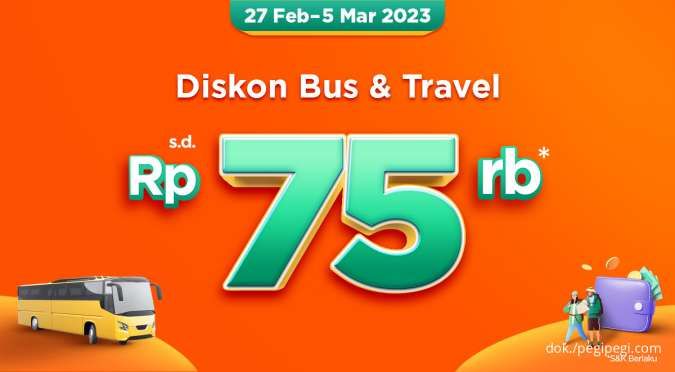 Promo PegiPegi Gajian 27 Feb - 5 Mar 2023, Diskon Tiket Bus & Travel Rp 75.000