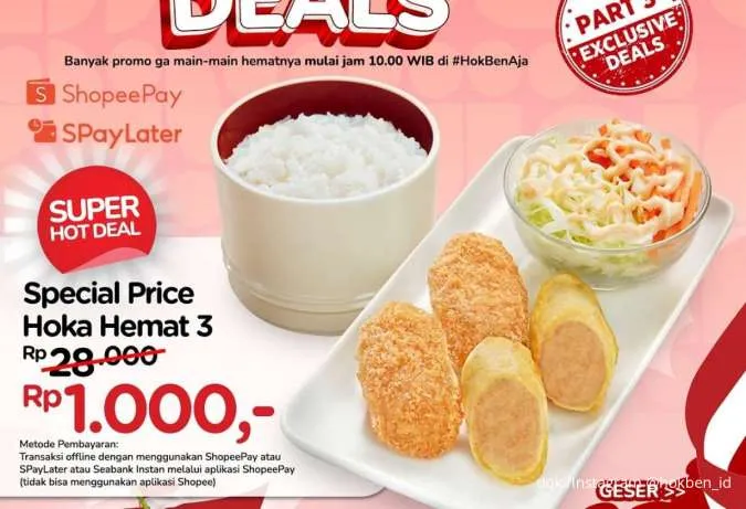 Promo HokBen ShopeePay SPayLater Tiap Sabtu-Minggu, Hoka Hemat Cuma Rp 1.000