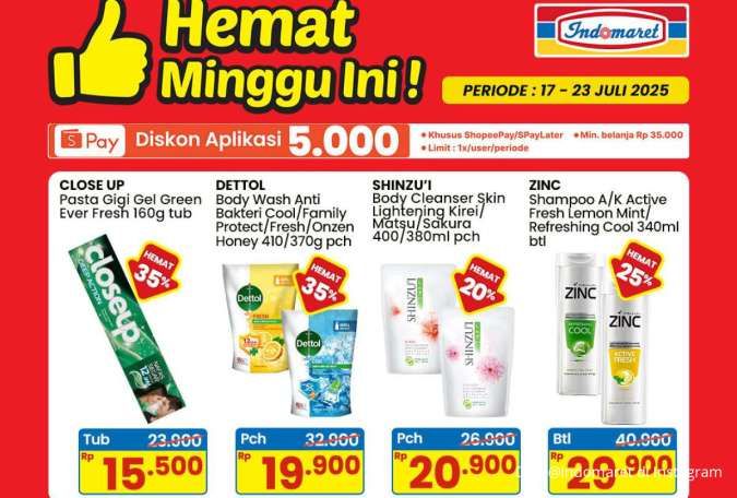 Promo Indomaret Weekend 18-20 Juli 2025, Close Up dan Shinzui Hemat Minggu Ini
