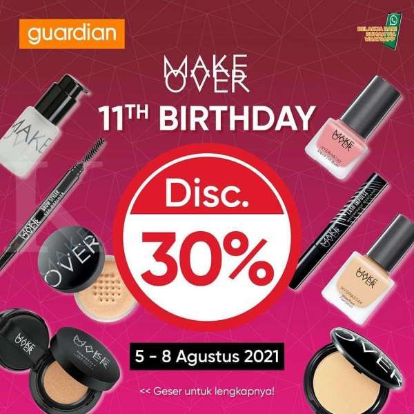 Ada Diskon 30% Makeup di Guardian, Spesial Ulang Tahun Make Over yang ke-11