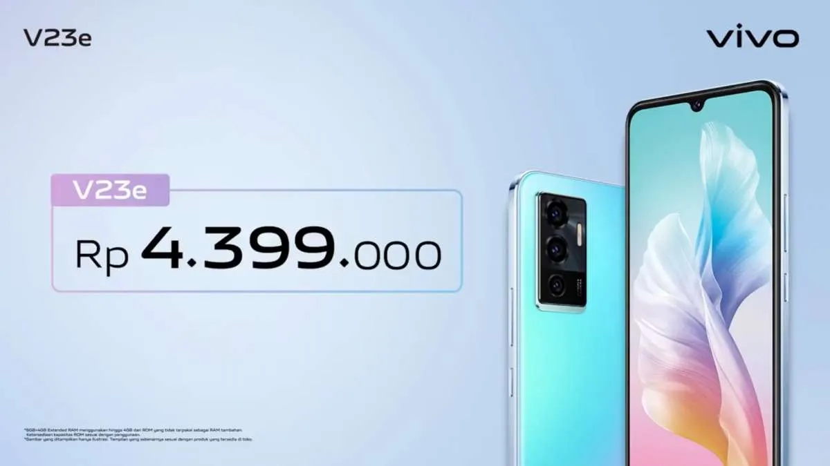 Resmi hadir di Indonesia, harga HP Vivo V23e dibanderol Rp 4.3 jutaan