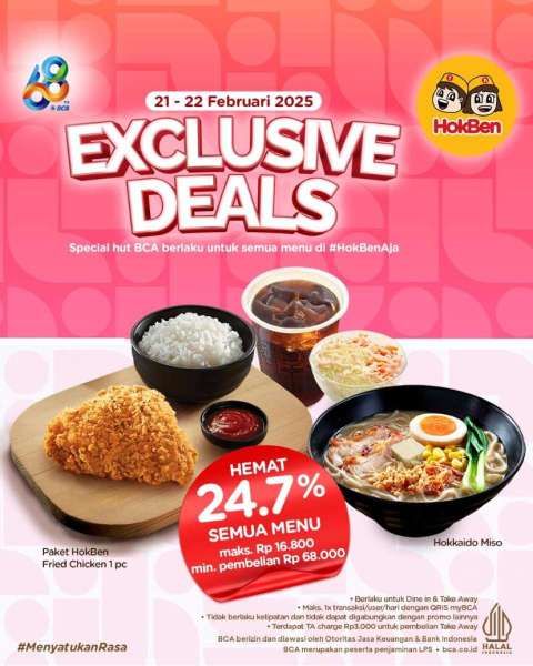 Promo HUT BCA 68 di HokBen 21-22 Februari 2025