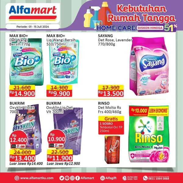 Promo Alfamart Home Care Diskon s/d 51% Periode 1-15 Juli 2024