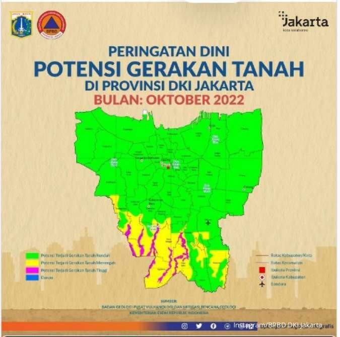 Hujan Deras di DKI Jakarta, Beberapa Wilayah ini Rawan Pergerakan Tanah dan Longsor