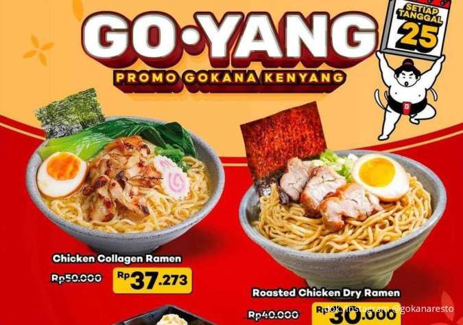 Promo Gokana Kenyang Cuma 25 Juli, 3 Menu Spesial Ramen atau Bento Diskon 25%