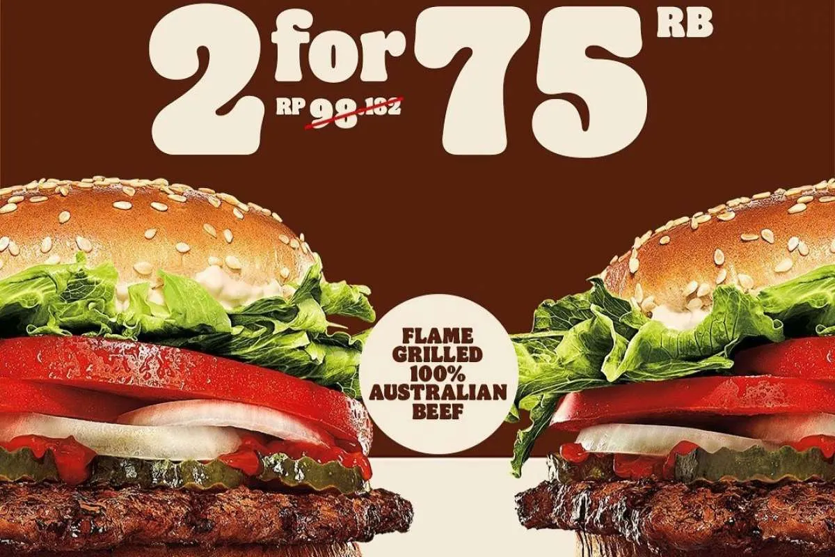 Promo Burger King 29-30 November 2021, Diskon 2 Burger Whopper Ukuran XL Rp 75.000