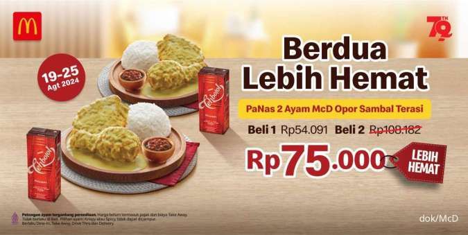 Promo McD 19-25 Agustus 2024, Beli 2 Paket PaNas 2 Ayam Opor Sambal Terasi Rp 75.000