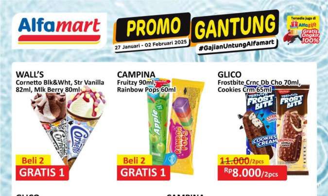 Promo Es Krim Superindo-Tip Top Berakhir Hari Ini, Ada Cornetto di Alfamart Gantung