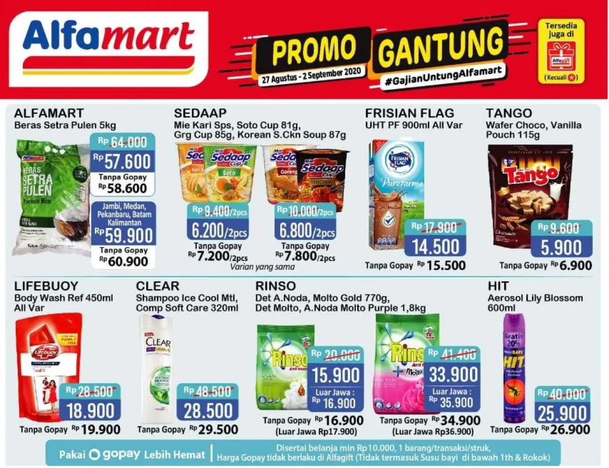 Promo Alfamart Gantung 27 Agustus-2 September 2020, gajian untung!
