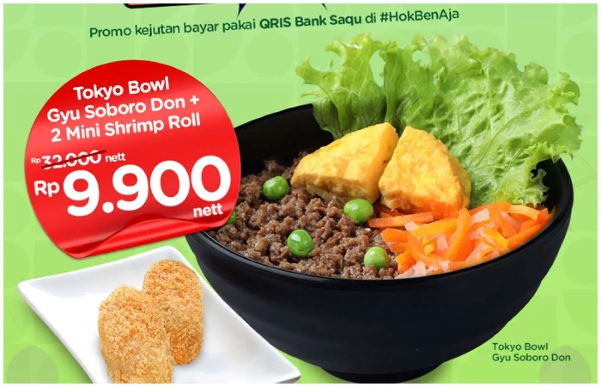 Promo Hokben Ka99et 12-14 Maret, Tokyo Bowl + Mini Shrimp Roll Hanya Rp 9.900