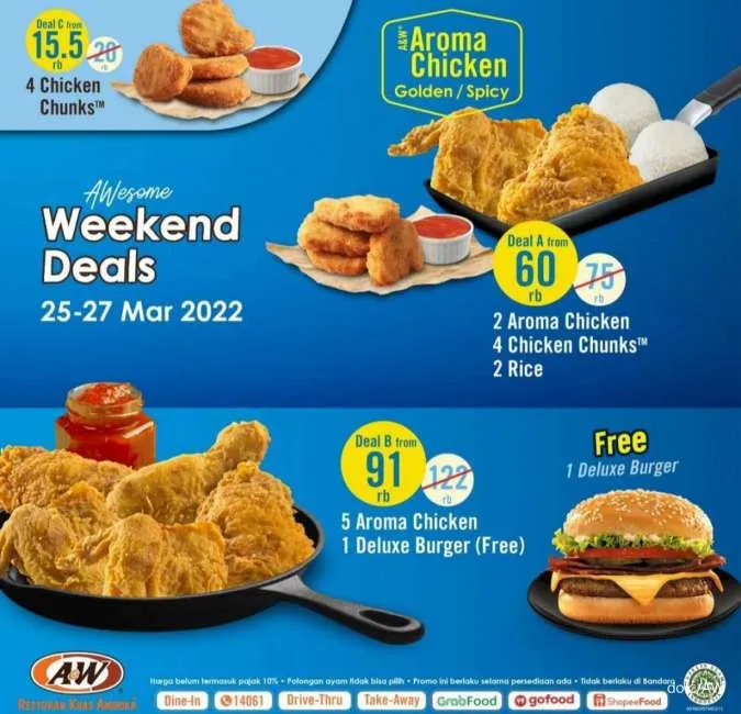 Promo A&W Weekend Deals 25-27 Maret 2022