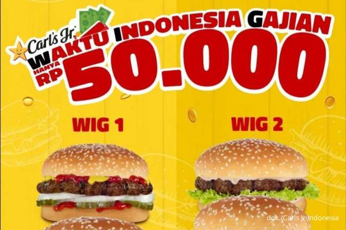 Promo Carls Jr 25 Mei-5 Juni 2023, Paket WIG Isi 3 Burger Bayar Rp 50.000