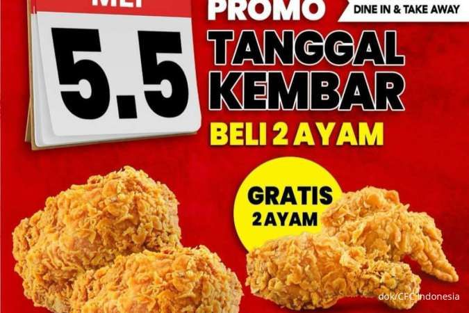 3 Promo Tanggal Kembar 5.5 CFC Indonesia, Beli 2 Gratis 2 Ayam Goreng