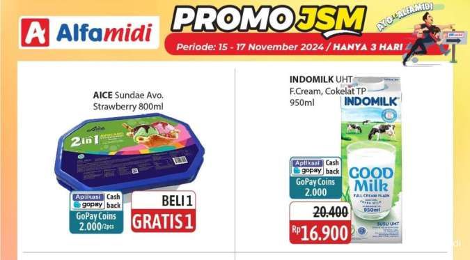 Promo JSM Alfamidi 15-17 November 2024, Es Krim Aice Box Beli 1 Gratis 1