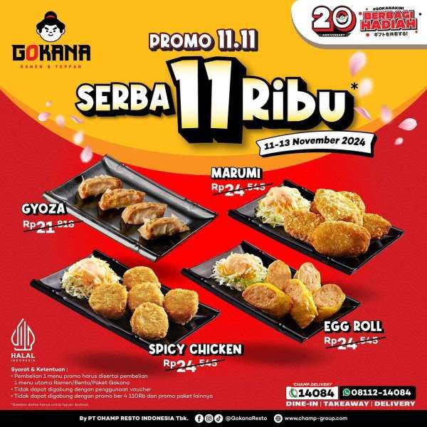 Promo 11.11 di Gokana Ramen 11-13 November 2024