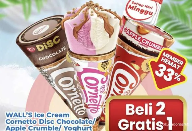 Promo Indomaret Es Krim Day 30 November 2025, Beli 2 Gratis 1 Es Krim Cornetto