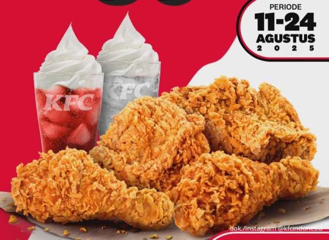 Promo KFC Kombo Merdeka 11-24 Agustus, Paket 4 Ayam dan 2 Float Cuma Rp 80.000-an