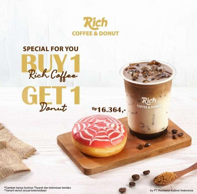 Promo Richeese Hari Ini 27 Juli 2021, Beli 1 Rich Coffee Gratis Donut atau Cookies