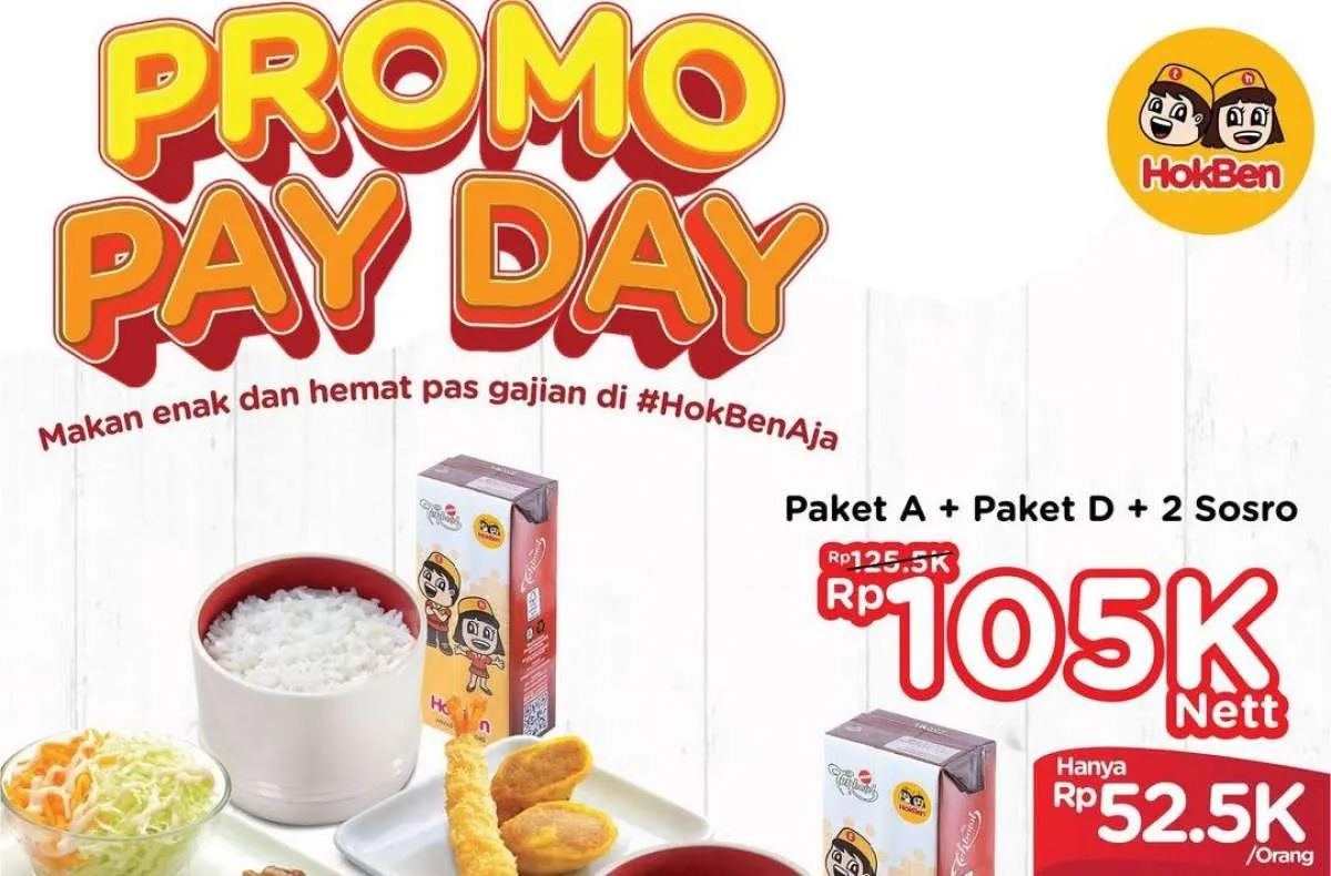Promo HokBen Payday Juni 2024 Berakhir Hari Ini, Makan Hemat Berdua di Akhir Bulan